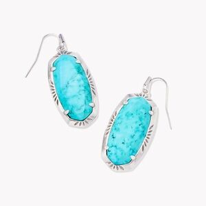 Kendra Scott Elle Vintage Silver Drop Earrings with Turquoise Accents